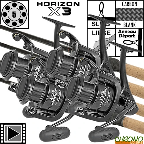 Ensemble Fox Horizon X3 12' 3.5lbs F Cork EOS 10000 FD (les 4) 3 Ensemble Fox Horizon X3 12' 3.5lbs F Cork EOS 10000 FD (les 4)